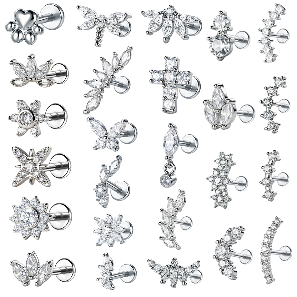 1Pc Stainless Steel Flower Zir - Body Jewelry Internally Threaded reseña y precio