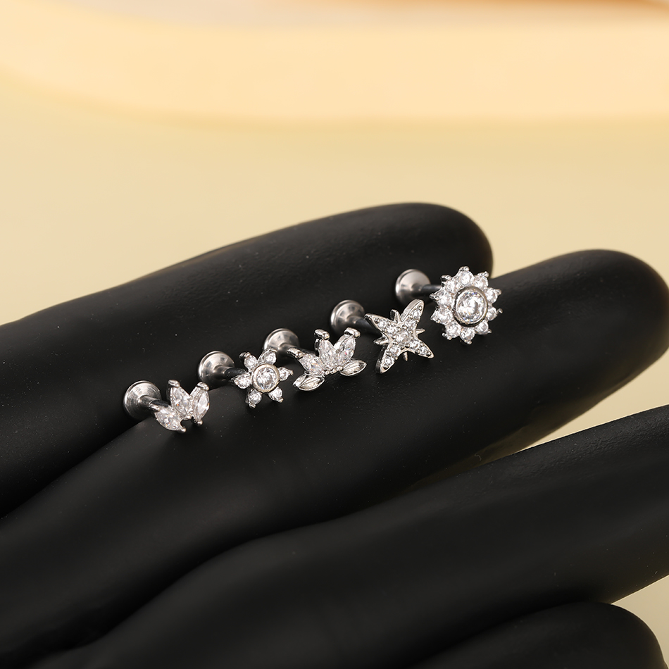 1Pc Stainless Steel Flower Zir - Body Jewelry Internally Threaded reseña y precio