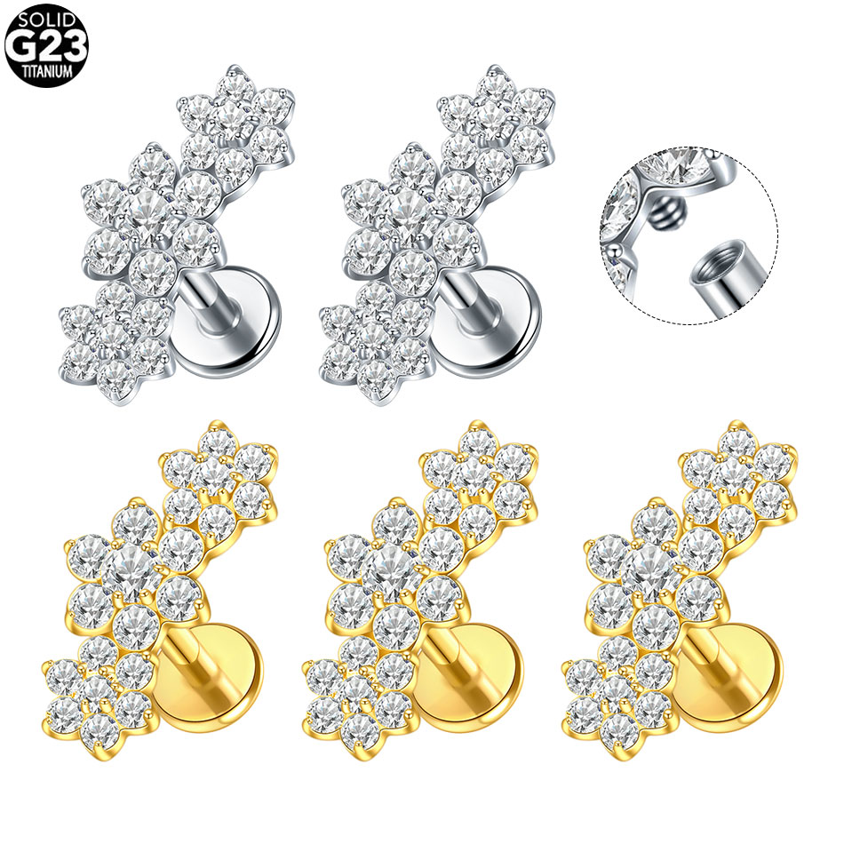 1/5PCS Titanium Labret Ear Tra - Body Jewelry Internally Threaded reseña y precio
