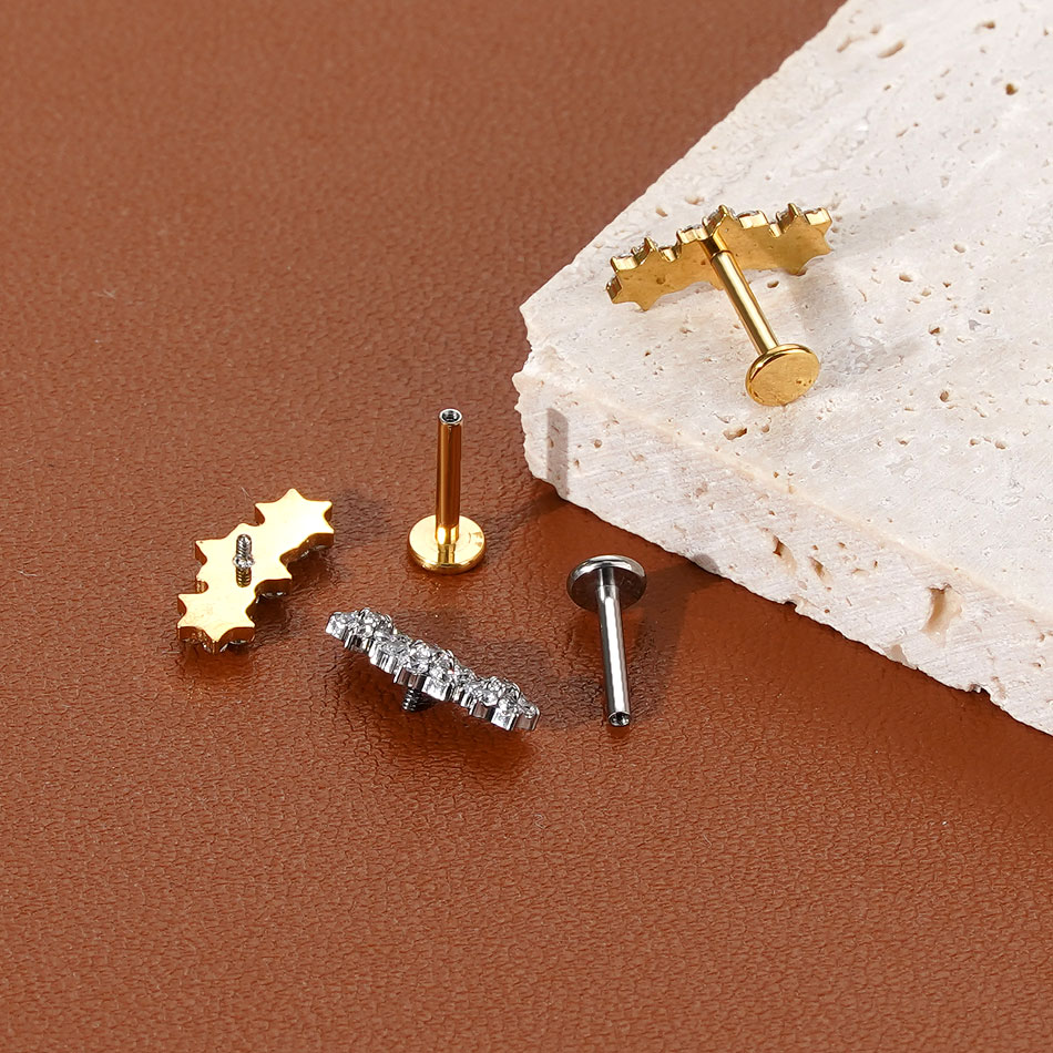 1/5PCS Titanium Labret Ear Tra - Body Jewelry Internally Threaded reseña y precio