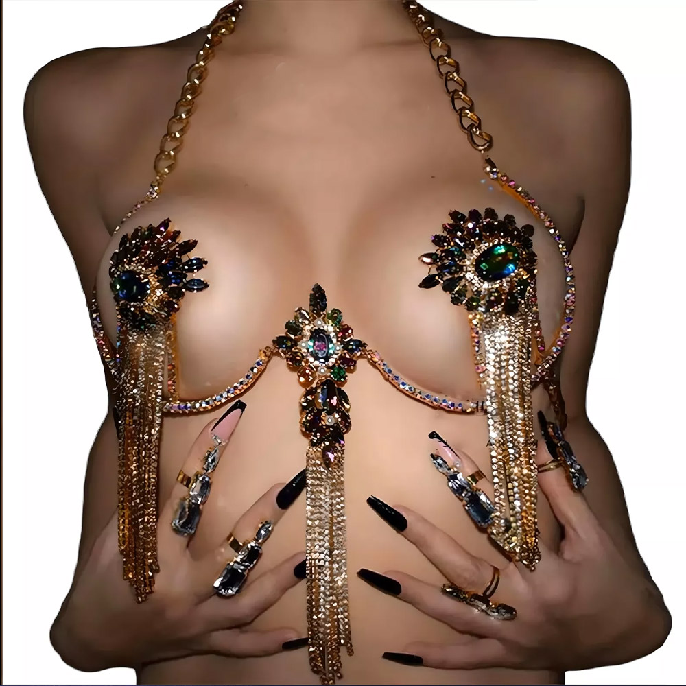 Sexy Tassel Color Crystal Ches - Body Jewelry Nipple Rings reseña y precio