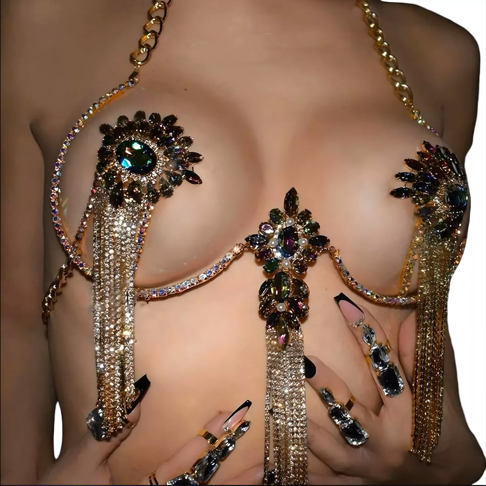 Sexy Tassel Color Crystal Ches - Body Jewelry Nipple Rings reseña y precio