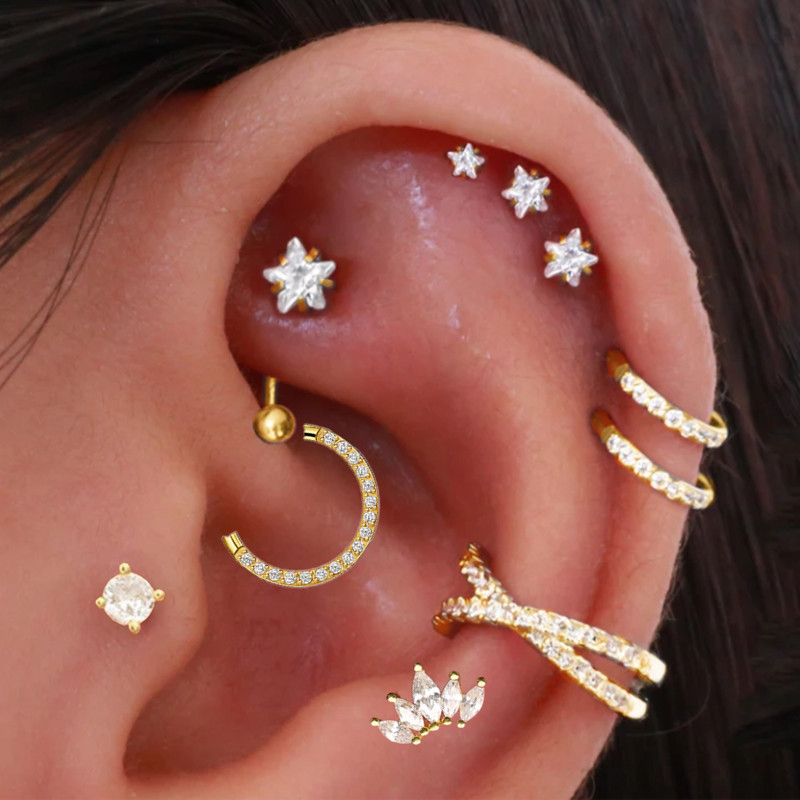 Helix Piercing Star Earrings W - Body Jewelry Trend reseña y precio