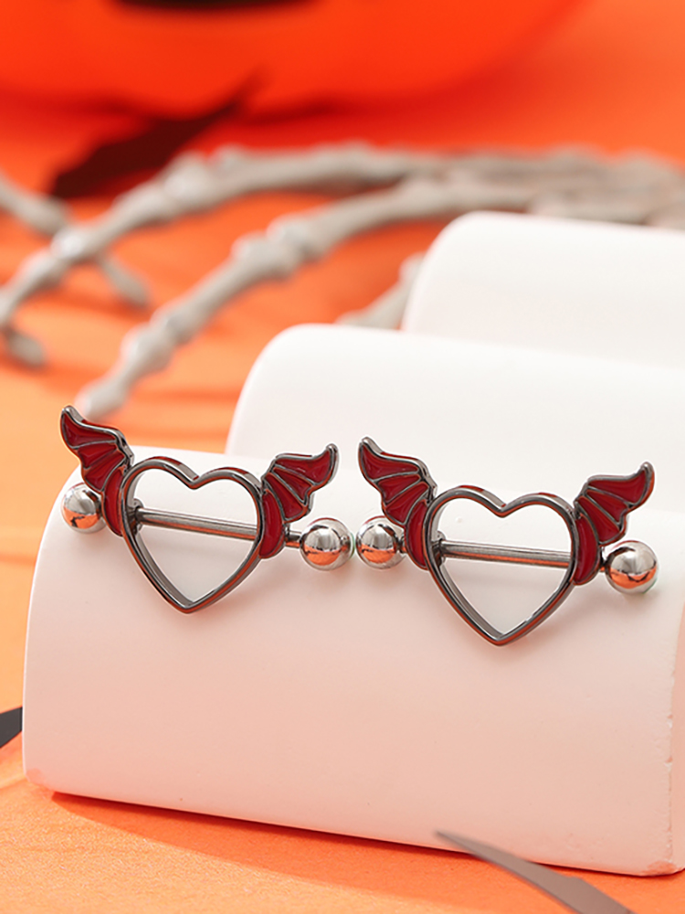 KUNIU2pcs Punk Dark Heart Wing - Body Jewelry Nipple Rings reseña y precio