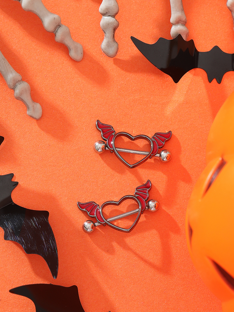 KUNIU2pcs Punk Dark Heart Wing - Body Jewelry Nipple Rings reseña y precio