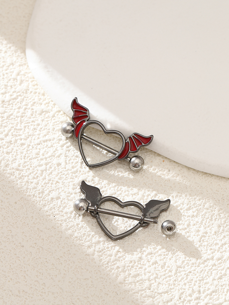 KUNIU2pcs Punk Dark Heart Wing - Body Jewelry Nipple Rings reseña y precio
