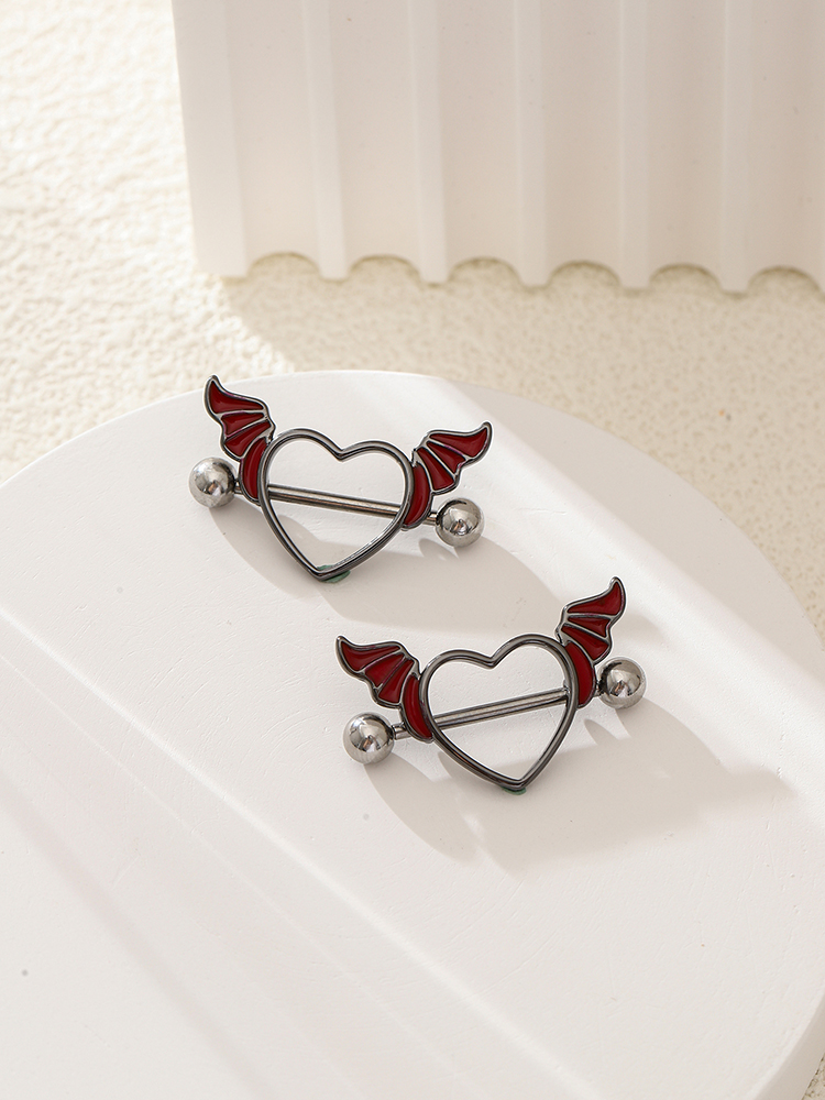 KUNIU2pcs Punk Dark Heart Wing - Body Jewelry Nipple Rings reseña y precio